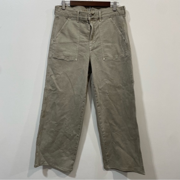 American Eagle Outfitters Olive Cargo Fall Straight Leg Skater Jean Size 12 - Picture 1 of 11